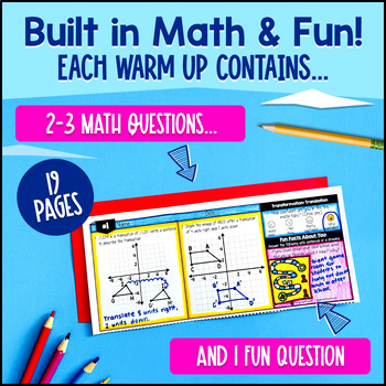 Transformations 8th Grade Math Warm Ups CCSS Reflections Rotations Translations — preview page 2 of 4
