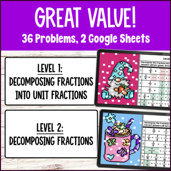 Decomposing Fractions 4th Grade Digital Pixel Art Decompositions Sums — preview page 2 of 4