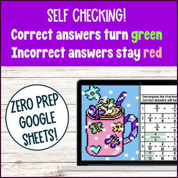 Decomposing Fractions 4th Grade Digital Pixel Art Decompositions Sums — preview page 3 of 4