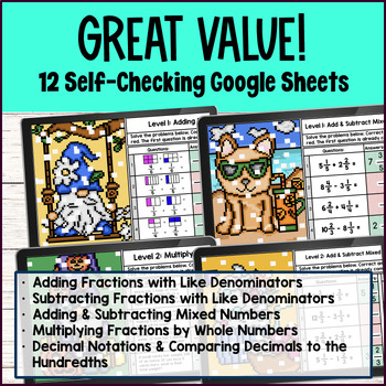 Fractions Operations with Like Denominators Pixel Art Unit BUNDLE — preview page 2 of 4