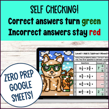 Fractions Operations with Like Denominators Pixel Art Unit BUNDLE — preview page 3 of 4