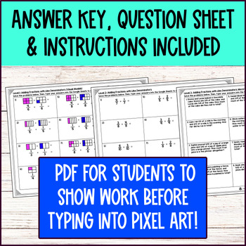 Fractions Operations with Like Denominators Pixel Art Unit BUNDLE — preview page 4 of 4