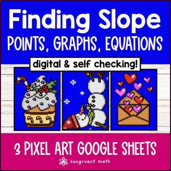 Thumbnail for Slope Linear Functions Points, Graphs, Equations Digital Pixel Art | Christmas