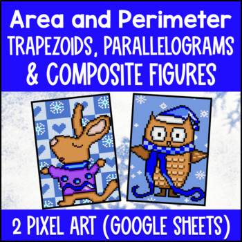 Area Perimeter of Composite Figures Digital Pixel Art Parallelograms Winter Math