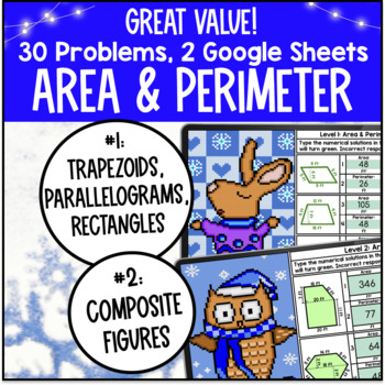 Area Perimeter of Composite Figures Digital Pixel Art Parallelograms Winter Math — preview page 2 of 4