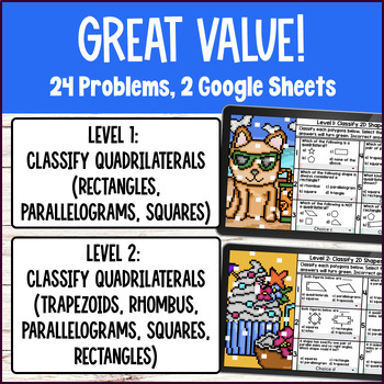 Classifying Quadrilaterals Digital Pixel Art 2D Figures Rhombus Trapezoids — preview page 2 of 4
