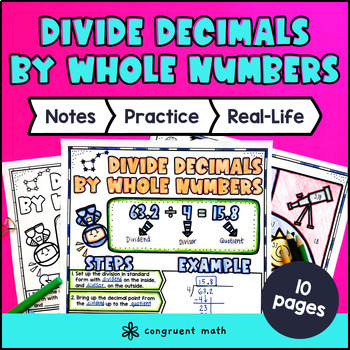 Long Division Decimals by Whole Numbers Guided Notes & Doodles