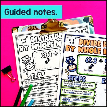 Long Division Decimals by Whole Numbers Guided Notes & Doodles — preview page 2 of 4