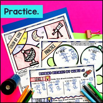 Long Division Decimals by Whole Numbers Guided Notes & Doodles — preview page 3 of 4