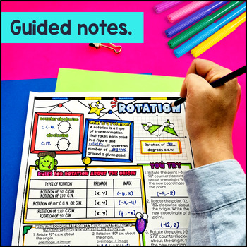 Rigid Transformations Rotations Guided Notes & Doodles — preview page 2 of 4