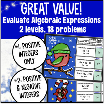 Evaluating Algebraic Expressions Digital Pixel Art — preview page 2 of 4