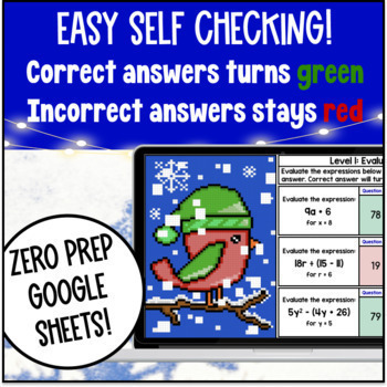 Evaluating Algebraic Expressions Digital Pixel Art — preview page 3 of 4