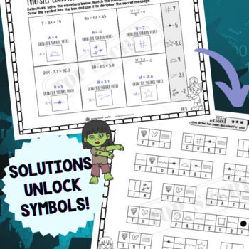 Two Step Equations Video Halloween Activity Puzzle Worksheets — preview page 3 of 4
