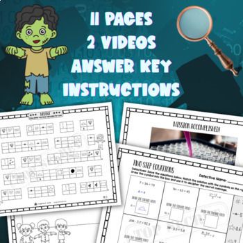 Two Step Equations Video Halloween Activity Puzzle Worksheets — preview page 4 of 4
