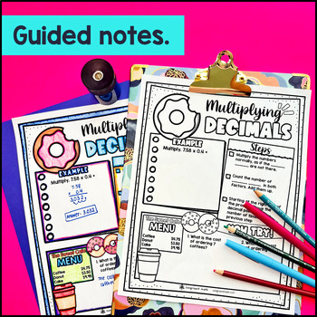 Multiplying Decimals by Whole Numbers & Decimals Guided Notes Sketch & Doodles — preview page 2 of 4