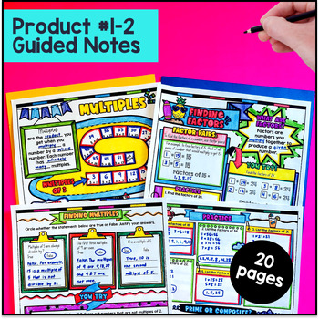 Factors and Multiples Prime Composite Numbers Guided Notes & Pixel Art 4th Grade — preview page 2 of 4