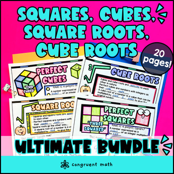 Thumbnail for Square Roots and Cube Roots Guided Notes BUNDLE | Interactive Notebooks Lesson