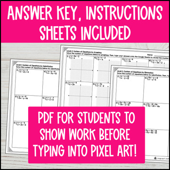System of Equations Substitution Graphing Elimination Pixel Art Linear Equations — preview page 4 of 4