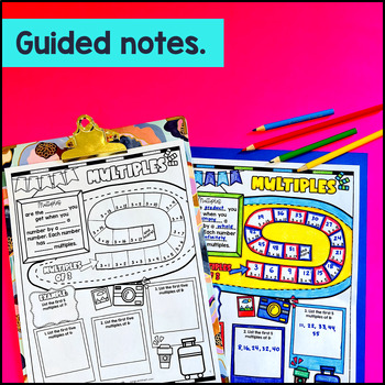 Multiples of Whole Numbers Guided Notes w/ Doodles Sketch Notes Lesson Grade 4 — preview page 2 of 4