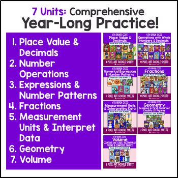 5th Grade Math Full Year Digital Pixel Art BUNDLE — preview page 2 of 4