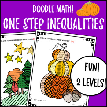 Solving One Step Inequalities Doodle and Coloring Worksheets Color by Number