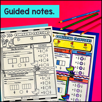 Comparing Fractions Benchmark Numerators Denominators  Guided Notes with Doodles — preview page 2 of 4