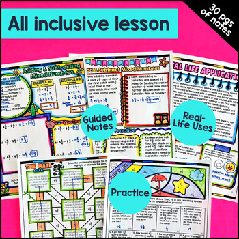 Adding and Subtracting Fractions with Like Denominators Guided Notes & Pixel Art — preview page 3 of 4