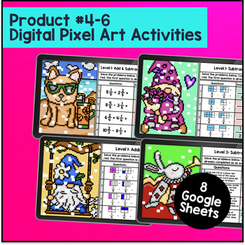 Adding and Subtracting Fractions with Like Denominators Guided Notes & Pixel Art — preview page 4 of 4