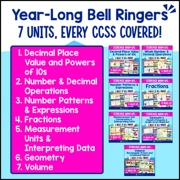 5th Grade Math Warm Ups Full-Year Bell Ringers Back to School BUNDLE CCSS TEKS — preview page 2 of 4