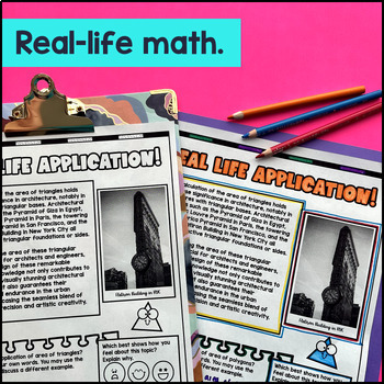 Area of Triangles Guided Notes with Doodles Sketch Notes Color by Code Worksheet — preview page 4 of 4