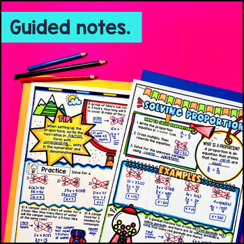Solving Proportions & Proportional Relationships Guided Notes w/ Doodles Sketch — preview page 2 of 4