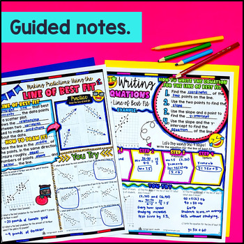 Line of Best Fit in Scatter Plots Guided Notes w Doodles Sketch Notes 8th Grade — preview page 2 of 4