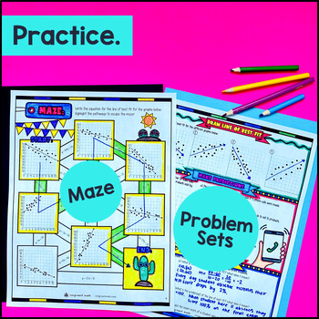 Line of Best Fit in Scatter Plots Guided Notes w Doodles Sketch Notes 8th Grade — preview page 3 of 4