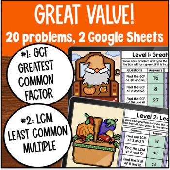 GCF and LCM Halloween Pixel Art Greatest Common Factor Least Common Multiples — preview page 2 of 4
