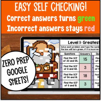 GCF and LCM Halloween Pixel Art Greatest Common Factor Least Common Multiples — preview page 3 of 4