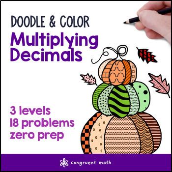[Thanksgiving] Multiplying Decimals Doodle & Coloring Worksheets Decimal Product