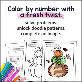 [Thanksgiving] Multiplying Decimals Doodle & Coloring Worksheets Decimal Product — preview page 2 of 4