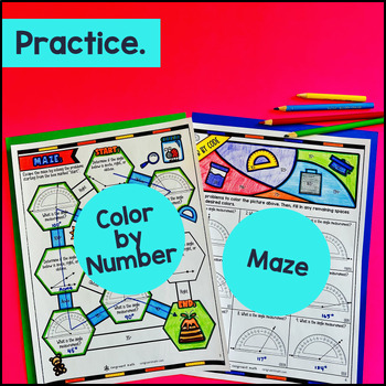 Measuring Angles With a Protractor Guided Notes w Doodles 4th Grade 4.MD.C.6 — preview page 3 of 4