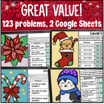 [Winter] Percents & Money Digital Pixel Art Google Sheets BUNDLE — preview page 2 of 4