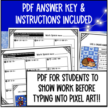 Evaluating Expressions Digital Pixel Art BUNDLE Numerical & Algebraic — preview page 4 of 4