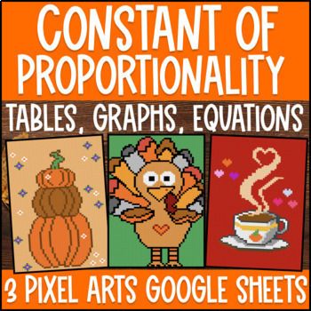 Thumbnail for Constant of Proportionality Digital Pixel Art Table Graph Equations Thanksgiving