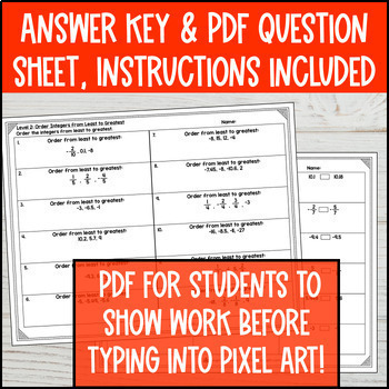 Comparing & Ordering Rational Numbers Pixel Art — preview page 4 of 4