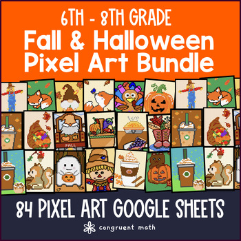 [Fall Halloween] 6th 7th 8th Digital Pixel Art Grade Math Bundle Math CCSS