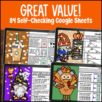 [Fall Halloween] 6th 7th 8th Digital Pixel Art Grade Math Bundle Math CCSS — preview page 2 of 4