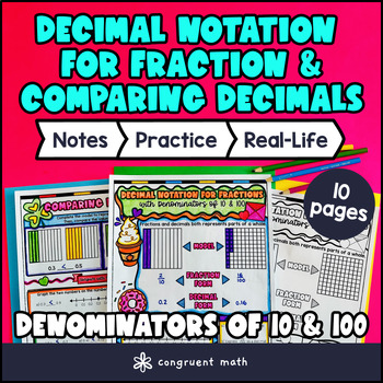 Decimal Notation for Fractions and Comparing Decimals Guided Notes with Doodles