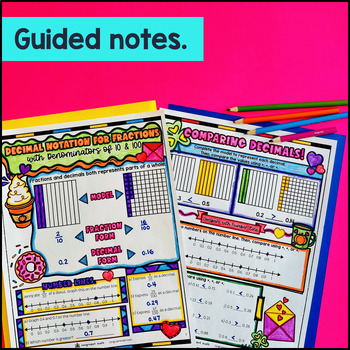 Decimal Notation for Fractions and Comparing Decimals Guided Notes with Doodles — preview page 2 of 4