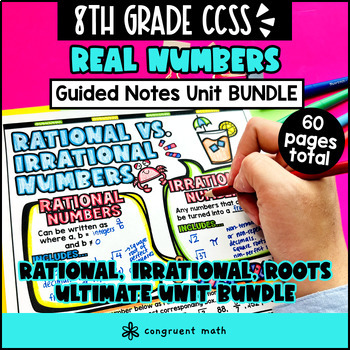 Thumbnail for Real Number System Guided Notes BUNDLE | Rational Irrational | 8th Grade CCSS