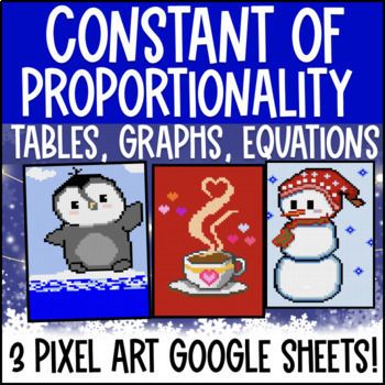 Thumbnail for Christmas Constant of Proportionality Digital Pixel Art Tables Graphs Equations