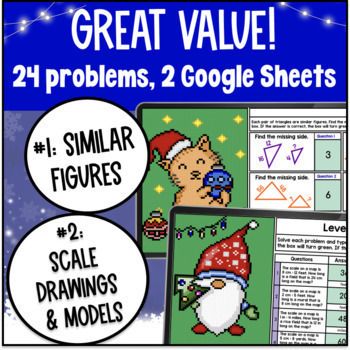 [Christmas] Similar Figures Digital Pixel Art Scale Factors Map Drawings Models — preview page 2 of 4