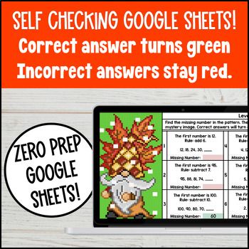 Thanksgiving Number Patterns Using Number Rules Fall Digital Pixel Art 4th Grade — preview page 3 of 4